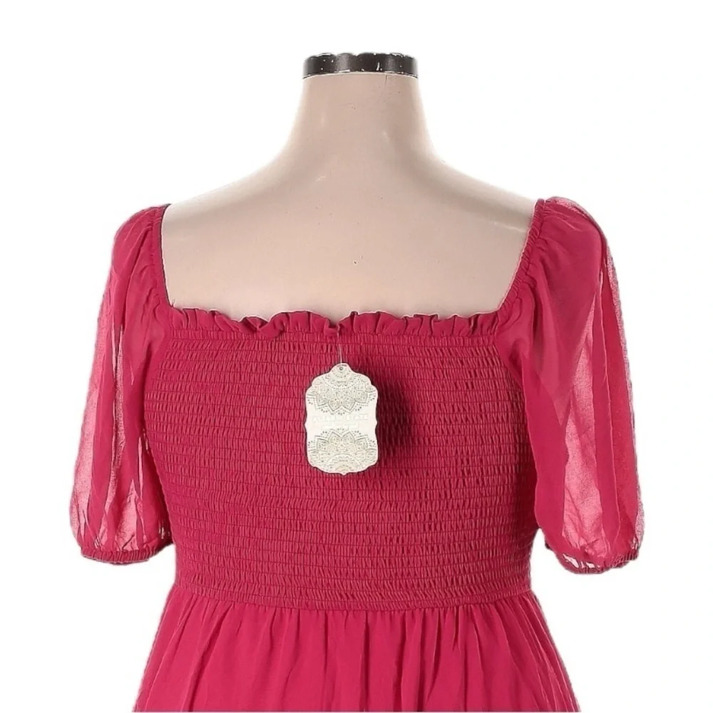 Altar’d State NWT XXL Pink Puff Sleeve Mini Dress Chiffon A-Line Barbiecore